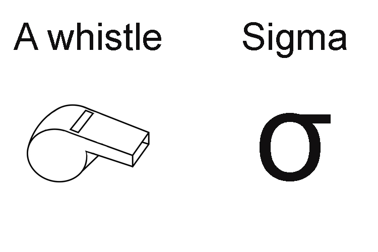 The sigma symbol looks like a whistle